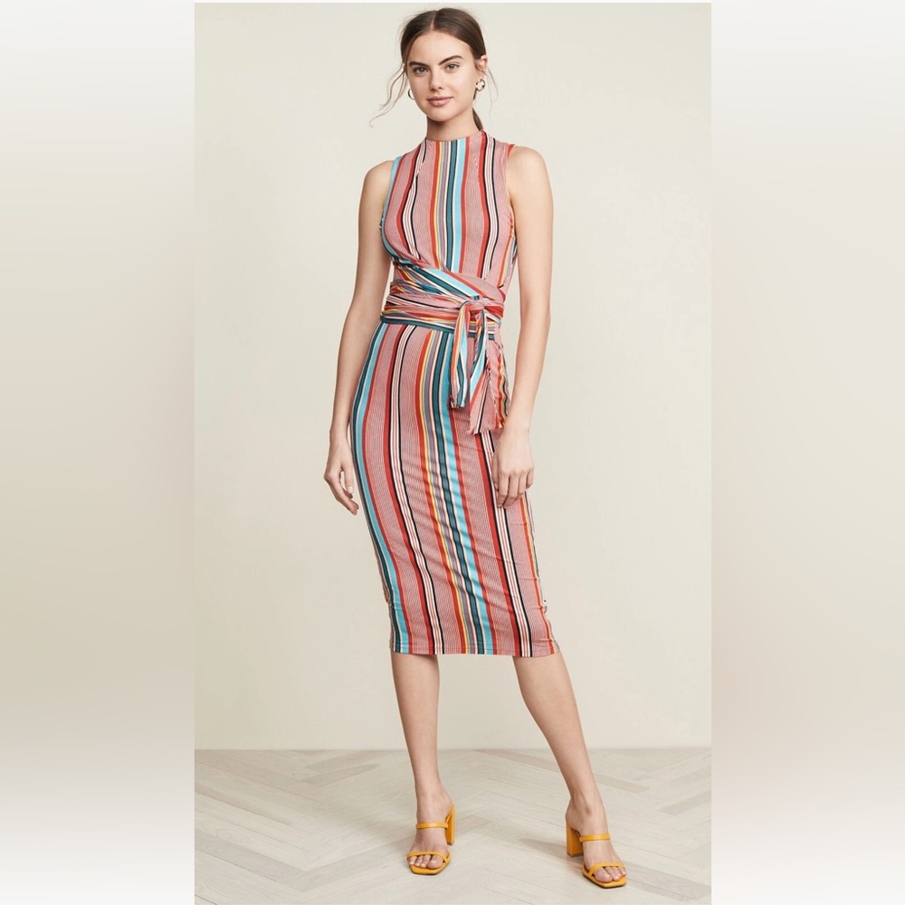 Alice + Olivia Vibrant Striped Midi Dress size 4